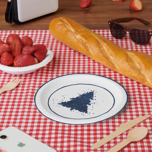 Moody Christmas Tree | Classy Dark Navy Blue Paper Plates (Picnic)