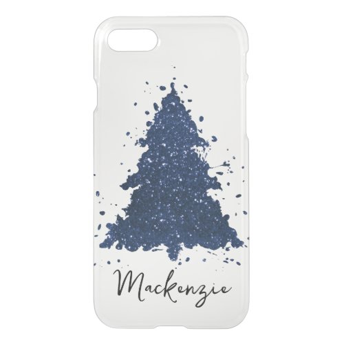 Moody Christmas Tree  Classy Navy Blue Custom iPhone SE87 Case