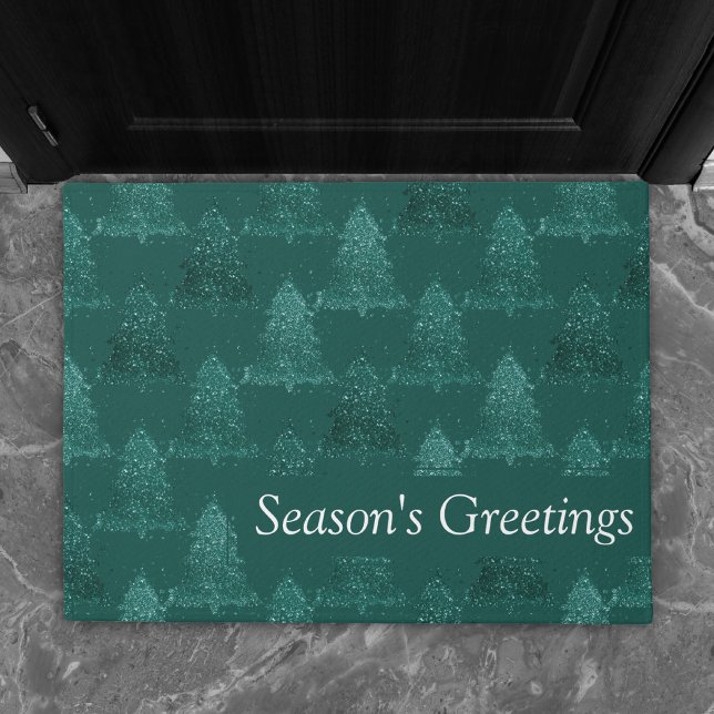 Moody Christmas Tree | Dark Midnight Teal Custom Doormat (Creator Uploaded)