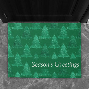 Moody Christmas Tree Dark Midnight Teal Custom Doormat