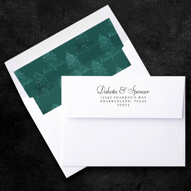 Moody Christmas Tree | Dark Midnight Teal Green Envelope Liner (Creator Uploaded)