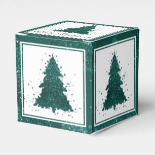 Moody Christmas Tree Dark Midnight Teal Green Favor Boxes