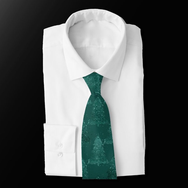 Moody Christmas Tree | Dark Midnight Teal Green Neck Tie (Creator Uploaded)