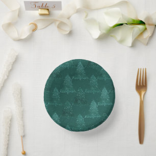Moody Christmas Tree Dark Midnight Teal Green Paper Bowls