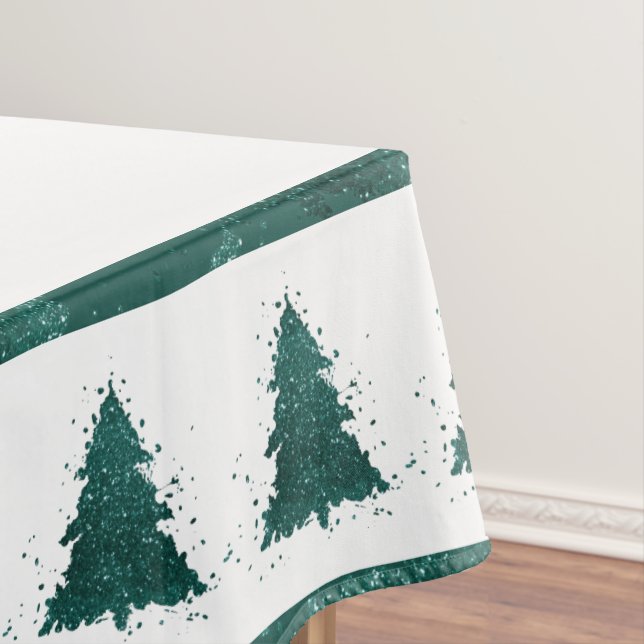 Moody Christmas Tree | Dark Midnight Teal Green Tablecloth (In Situ)