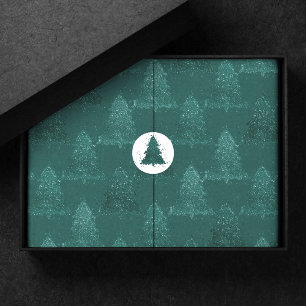Moody Christmas Tree Dark Midnight Teal Green Tissue Paper