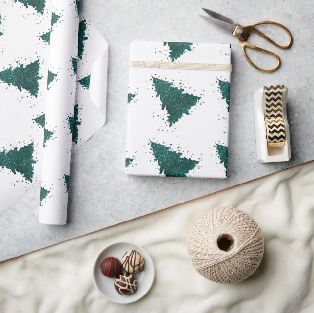 Moody Christmas Tree | Dark Midnight Teal Green Wrapping Paper (Crafts)