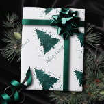 Moody Christmas Tree | Dark Midnight Teal Script Wrapping Paper<br><div class="desc">Tis the season to decorate and entertain! Modern, dark, and moody abstract holiday tree and hand-lettered "Merry Christmas" in with a rich, luxe palette. This elegant festive design features a whimsical sparkly Christmas tree with a frisky paint splatter enhanced with faux metallic glitter. For other colors or matching products, please...</div>