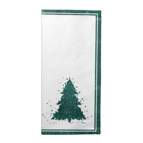 Moody Christmas Tree  Dark Midnight Teal Splatter Cloth Napkin