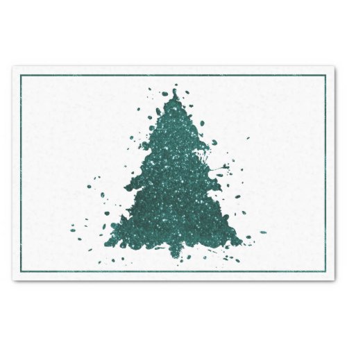 Moody Christmas Tree  Dark Midnight Teal Splatter Tissue Paper