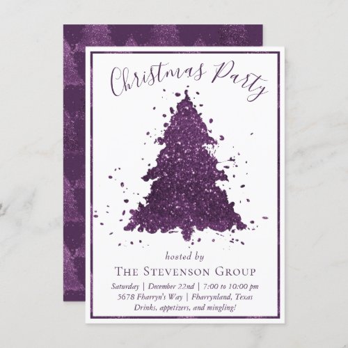 Moody Christmas Tree  Deep Plum Purple Party Holiday Card