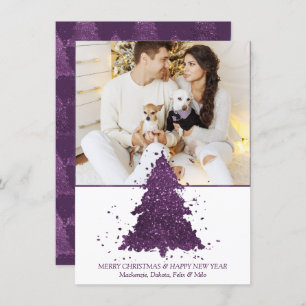 Moody Christmas Tree Deep Plum Purple Photo Holiday Card
