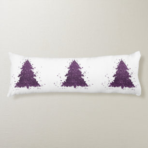 Moody Christmas Tree Deep Plum Purple Splatter Body Pillow