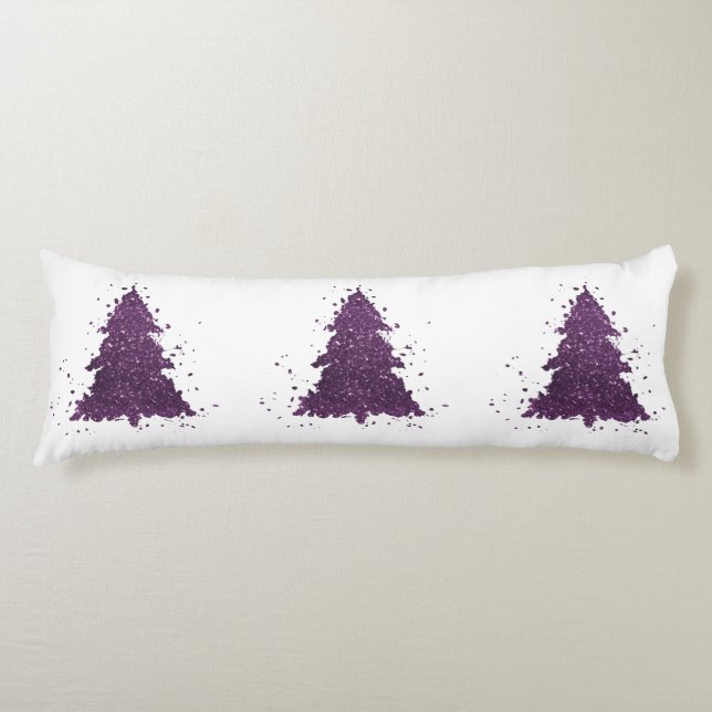 Moody Christmas Tree | Deep Plum Purple Splatter Body Pillow (Front)