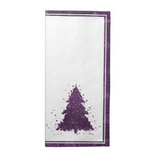 Moody Christmas Tree Deep Plum Purple Splatter Cloth Napkin