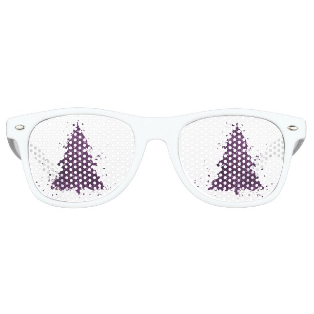 Moody Christmas Tree | Deep Plum Purple Splatter Retro Sunglasses (Front)