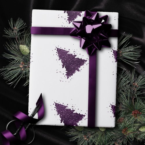 Moody Christmas Tree  Deep Plum Purple Splatter Wrapping Paper