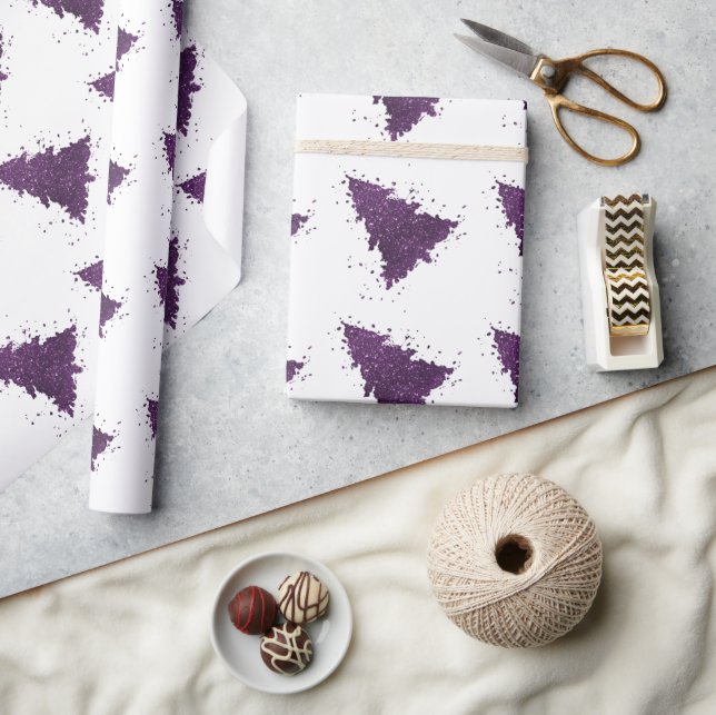 Moody Christmas Tree | Deep Plum Purple Splatter Wrapping Paper (Crafts)