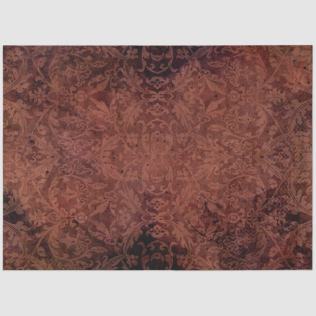 Moody Classic Pattern Dark Terracotta Red Burgundy Tissue Paper (Front)