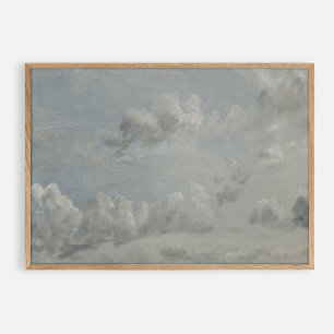 Moody clouds, large vintage oil poster