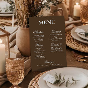 Moody Coffee Boho Minimalist Wedding Board Menu