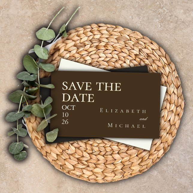 Moody Coffee Minimalist Save the Date QR Code RSVP Enclosure Card (Creator Uploaded)