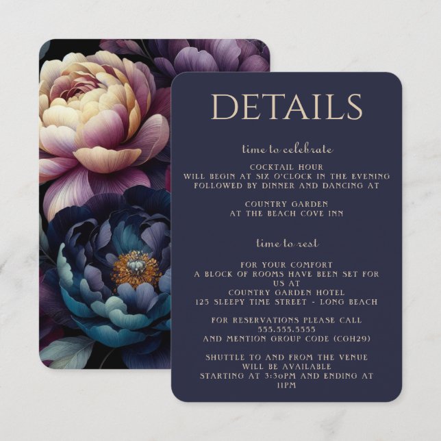 Moody Colorful Floral Enclosure Card (Front/Back)