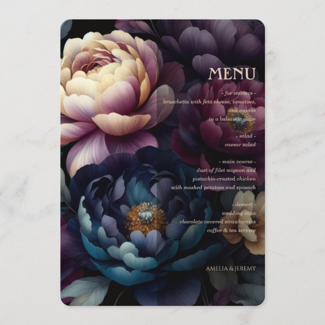 Moody Colorful Floral Menu (Front)