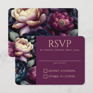 Moody Colorful Floral RSVP Card