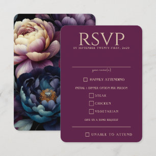Moody Colorful Floral RSVP Card