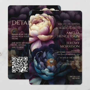 Moody Colorful Floral with QR Code Invitation