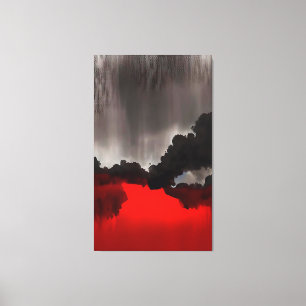 Moody Contemporary Painting Black Grey Red Art Canvas Print