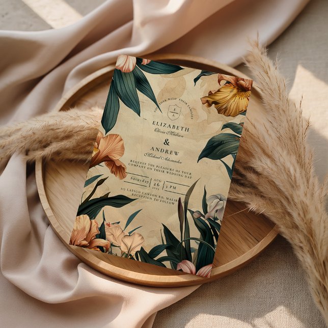 Moody Copper Botanical Wedding Invitation (Creator Uploaded)