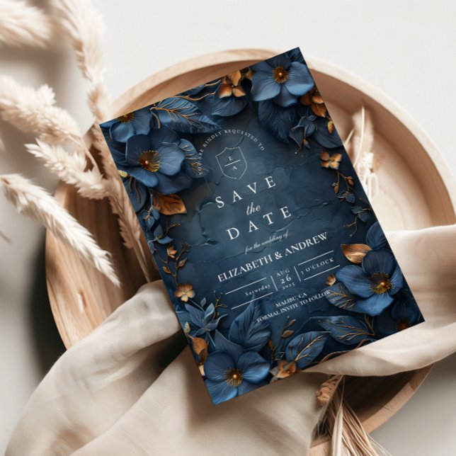 Moody Copper Floral Wedding Save The Date (Creator Uploaded)