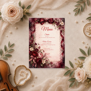 Moody Coquette Floral Wedding Menu