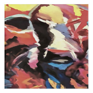 Moody Cow Multicolored Abstract Painting Acrylic Print