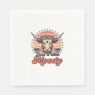 Moody Cow Retro Sunset Vintage Engraving Design_1 Napkins