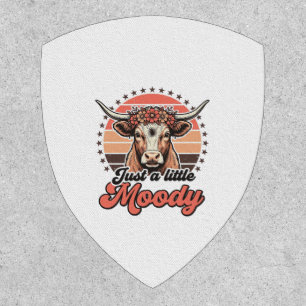 Moody Cow Retro Sunset Vintage Engraving Design_1 Patch