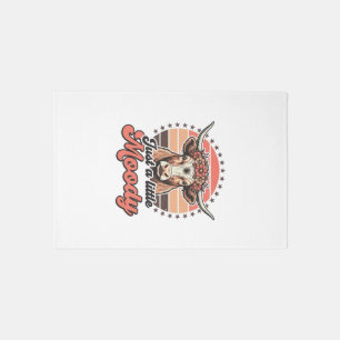 Moody Cow Retro Sunset Vintage Engraving Design_1 Rug