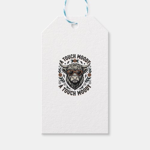 Moody Cow Shirt Vintage Engraving Farm Animal Gift Tags