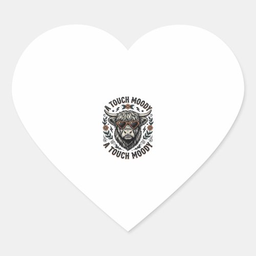 Moody Cow Shirt Vintage Engraving Farm Animal Heart Sticker