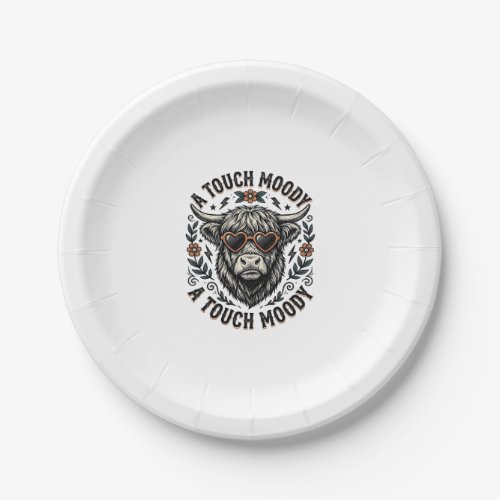 Moody Cow Shirt Vintage Engraving Farm Animal Paper Plates