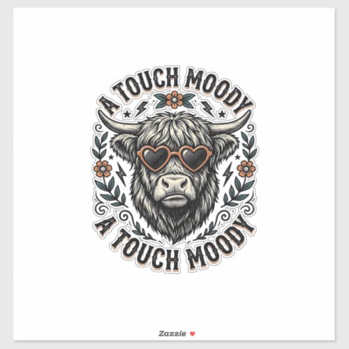 Moody Cow Shirt Vintage Engraving Farm Animal Sticker