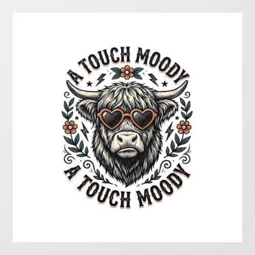 Moody Cow Shirt Vintage Engraving Farm Animal Window Cling