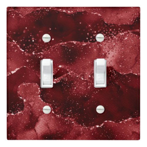 Moody Crimson Agate Dark Blood Red Jewel Tone Light Switch Cover