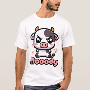 Moody! Cute Angry Cow Pun Cartoon T-Shirt