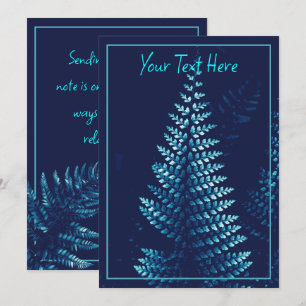 Moody Cyan and Blue Fern Cyanotype Inspired Note Card