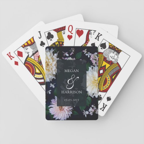 Moody Dahlia Floral Poker Cards