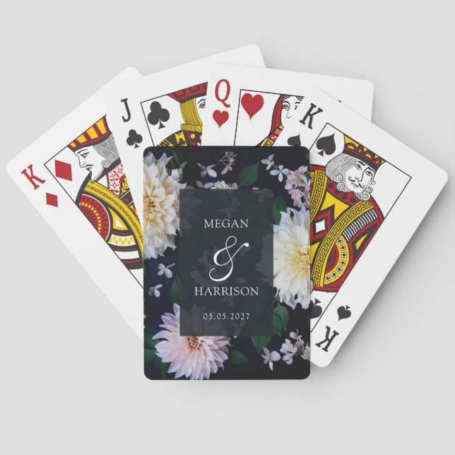 Moody Dahlia Floral Poker Cards (Back)