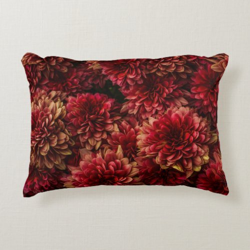 Moody Dahlia Flowers Dark Texture Accent Pillow